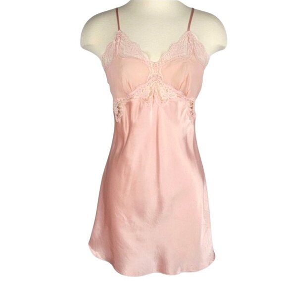 Victoria's Secret Dresses & Skirts - Vintage Victorias Secret Chemise Slip Dress Small Babydoll Pink Coquette Y2K 90s